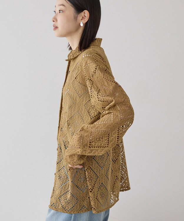 AMERICAN HOLIC レース長袖シャツ Camel