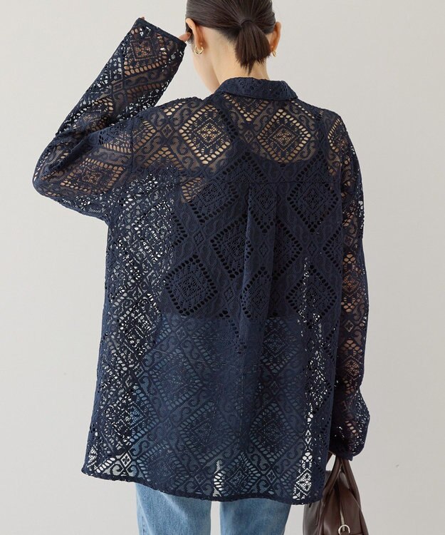 AMERICAN HOLIC レース長袖シャツ Navy