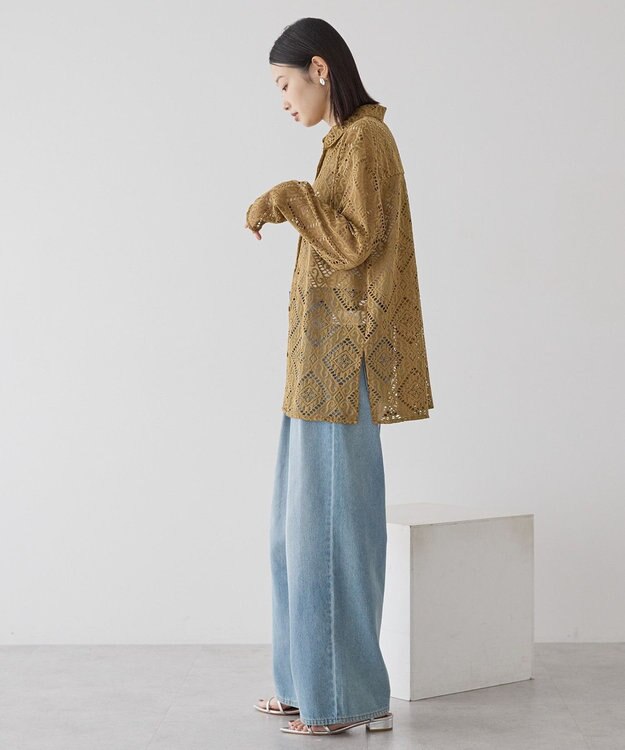 AMERICAN HOLIC レース長袖シャツ Camel