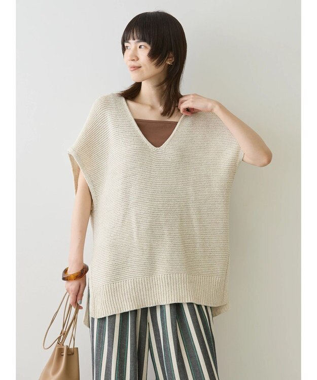 AMERICAN HOLIC リネンブレンドニットベスト Light Beige