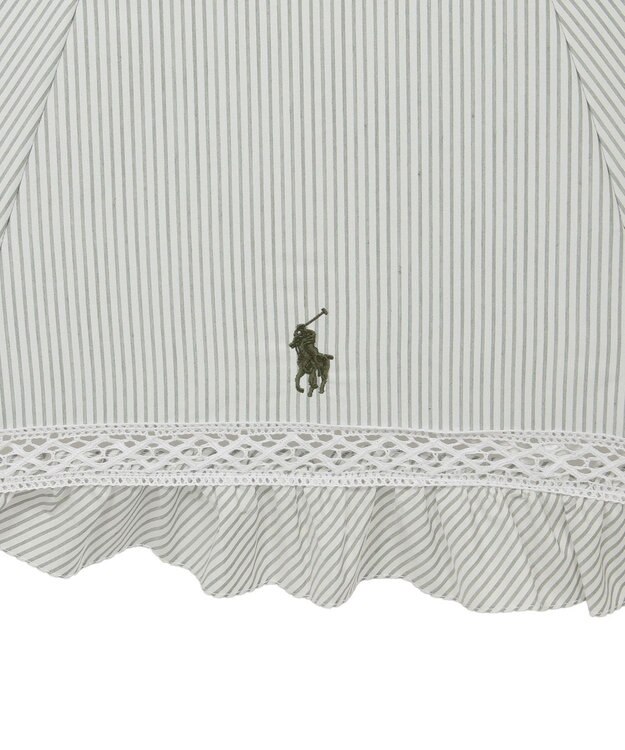 MOONBAT 【遮光/晴雨兼用日傘】POLO RALPH LAUREN(ポロ ラルフローレン) ストライプフリル 長傘 遮熱 UV カーキー