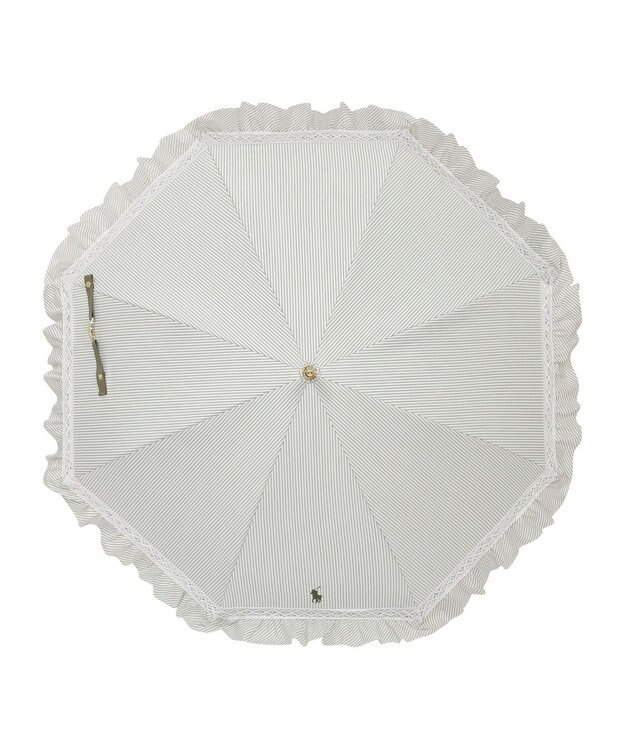 MOONBAT 【遮光/晴雨兼用日傘】POLO RALPH LAUREN(ポロ ラルフローレン) ストライプフリル 長傘 遮熱 UV カーキー