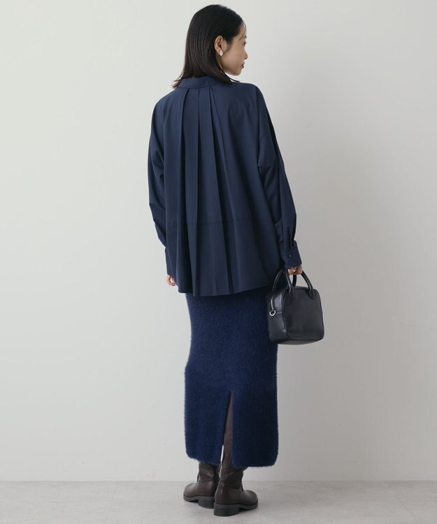 AMERICAN HOLIC イージーケアコクーンバックタックシャツ Navy