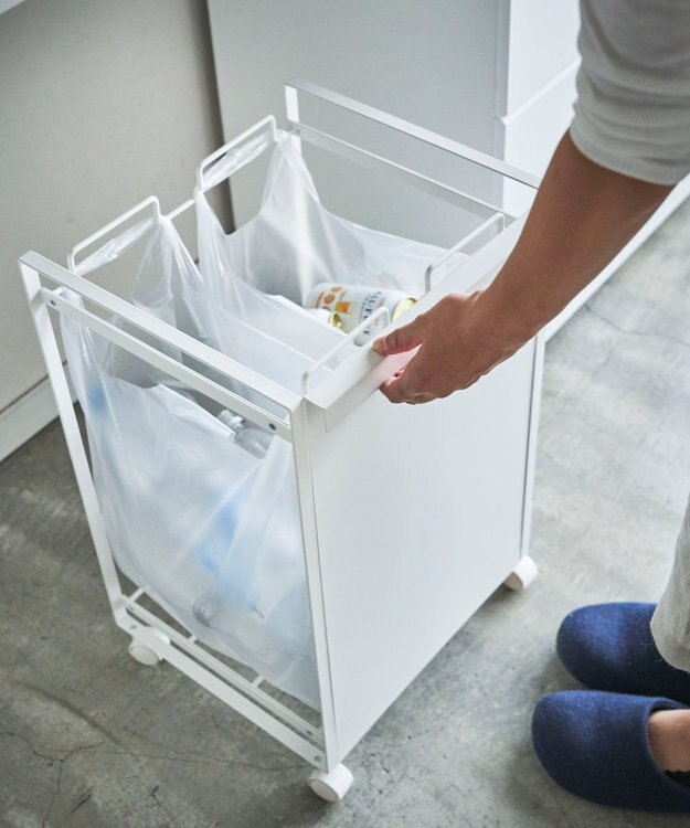 tower 目隠し分別ダストワゴン タワー 2分別  ホワイト ホワイト