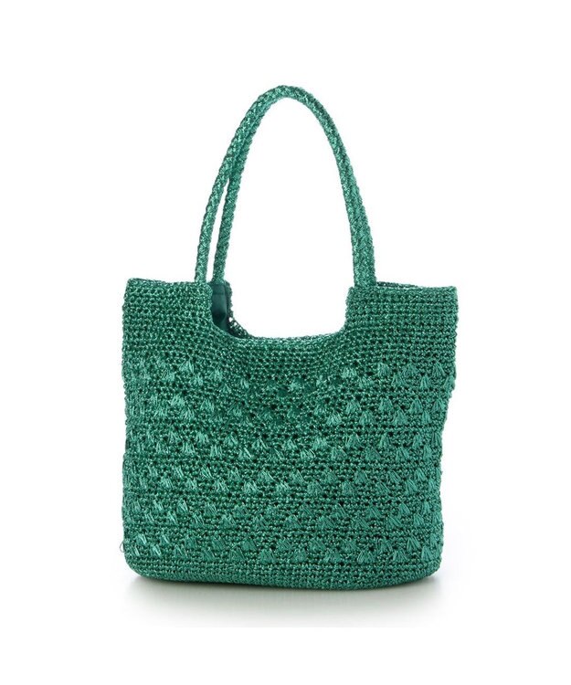 UNBILLION カシュカシュ cachecache / メタリックコード柄編みトートバッグ グリーン