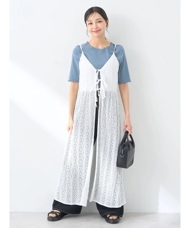 earth music&ecology フラワーレースキャミワンピース Off White