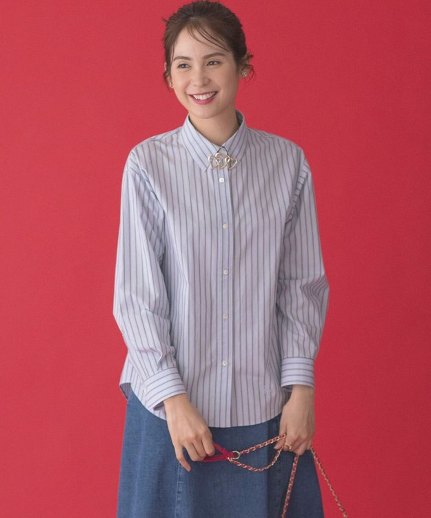 組曲 コットンシャーティング ベーシックシャツ サックスブルー系1