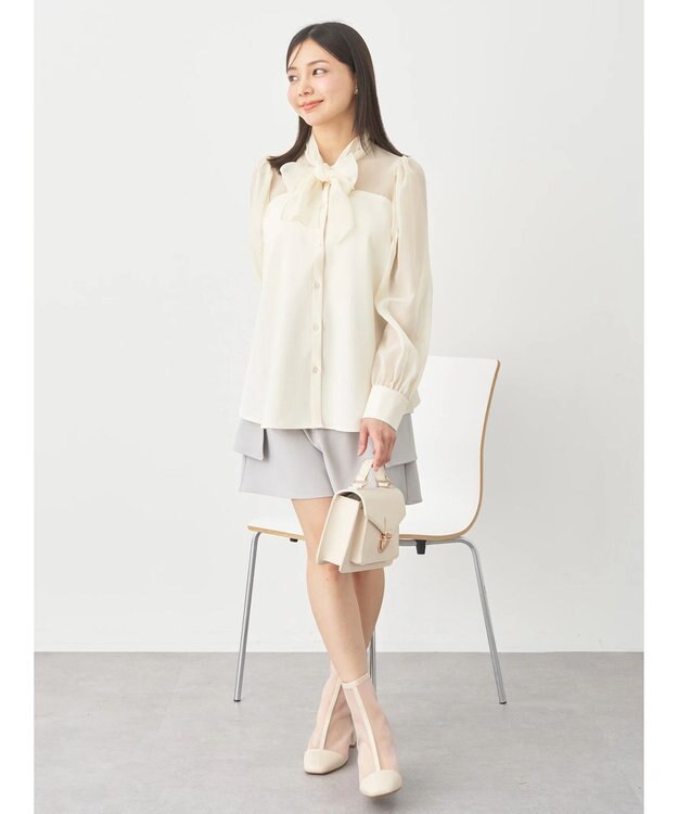 earth music&ecology シアードッキングブラウス Ivory