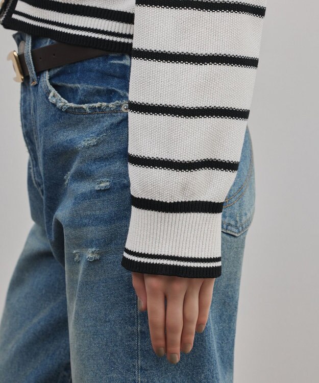 GRACE CONTINENTAL セーラーカラーニットトップ バイカラー