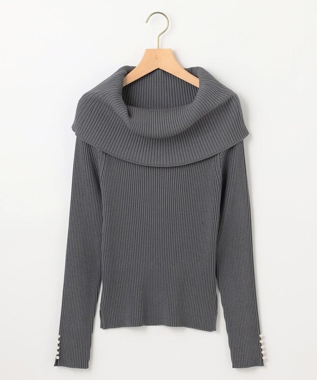 組曲 L 【WEB限定】ELENAオフショル風 ニットプルオーバー チャコールグレー系