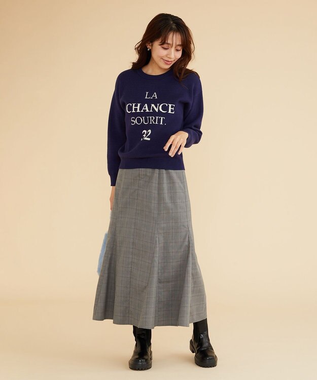 Feroux 【古畑星夏さん着用】レタードニット プルオーバー ネイビー系