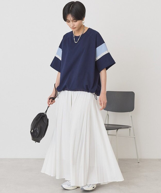 AMERICAN HOLIC 異素材ラインプルオーバー Navy