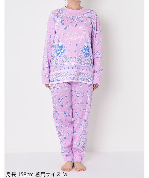 tsumori chisato SLEEP パジャマ　長袖　長ズボン　ルームウエア　綿100%　バンダナ風柄　/ワコール　UDX544 ピンク