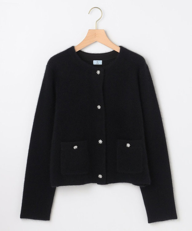 組曲 L 【加藤ローサさん着用】フラッフィーファーニット ジャケット ブラック系