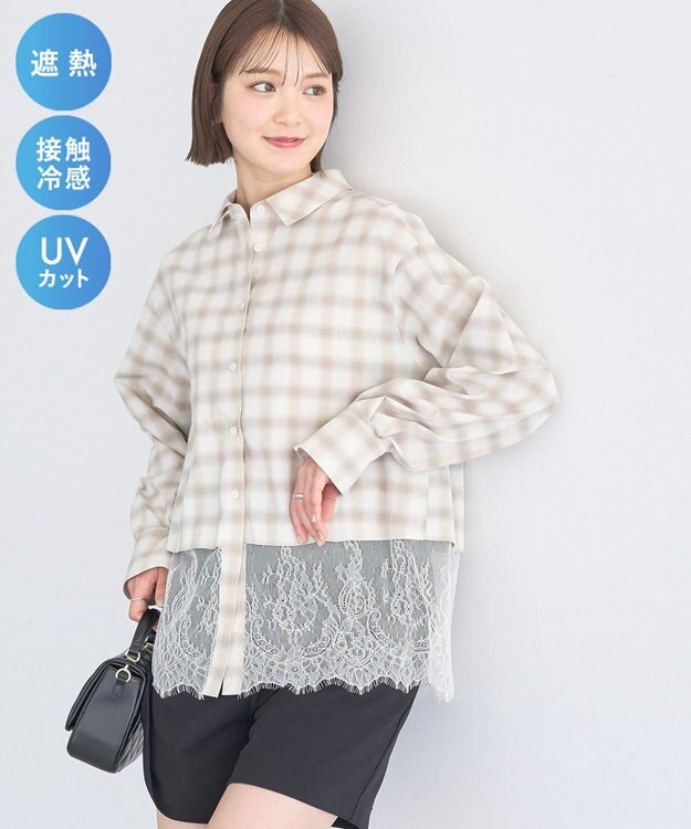 earth music&ecology 【予約】適ON レースヘムシャツ Check