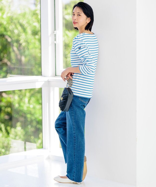 23区 【Oggi4月号掲載/洗える】Armor-lux ボーダー カットソー アイボリーxブルーボーダー