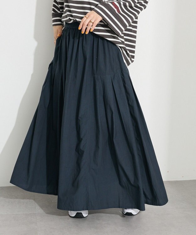 CRAFT STANDARD BOUTIQUE インド綿サイドタック切り替えスカート Charcoal Gray