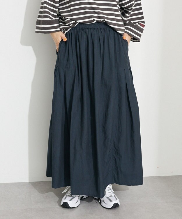 CRAFT STANDARD BOUTIQUE インド綿サイドタック切り替えスカート Charcoal Gray