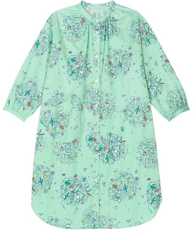 tsumori chisato SLEEP ルームウエア　ワンピース　長袖　綿100%　綿サテン素材　/ワコール　UNX545 メロン