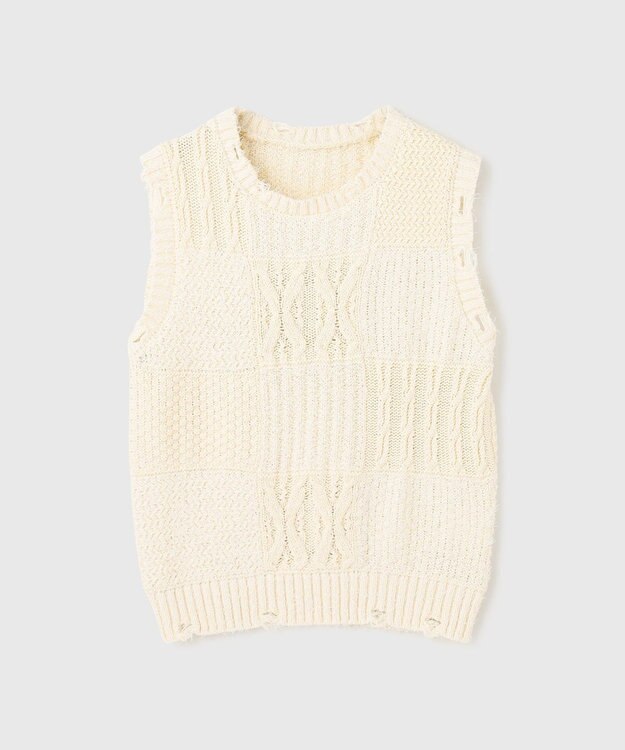 GRACE CONTINENTAL パッチワークニットトップ キナリ