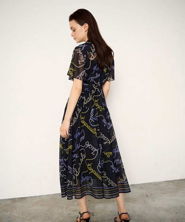 GRACE CONTINENTAL ロープロゴプリントワンピース ブラック