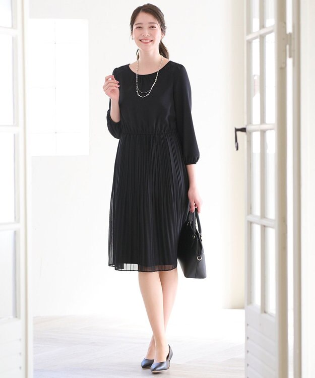 ANY SIS 【洗える】フェミニンプリーツ ワンピース ブラック