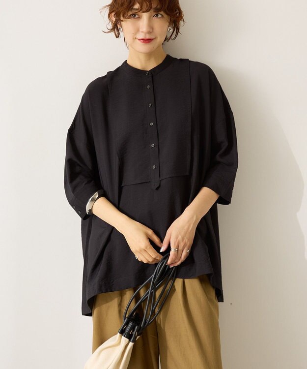 AMERICAN HOLIC 【WEB限定】接触冷感バンドカラーチュニック Black