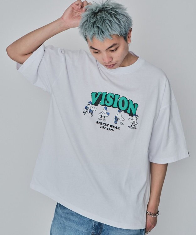 WEGO 【ユニセックス着用ITEM/MLサイズ展開】別注VISIONゴーストスケーターグラフィックT（SS） ホワイト