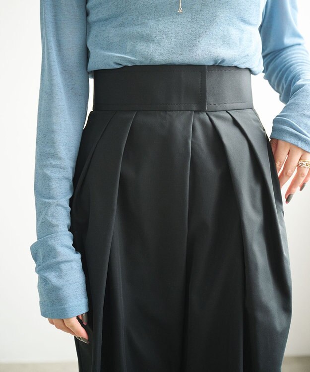 #Newans ２タックコクーンワイドパンツ ブラック