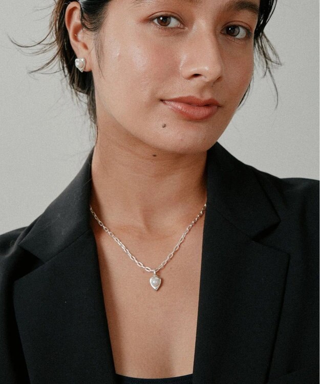 yoaa シルバー925 ハートピンクアコヤパールネックレス シルバー925