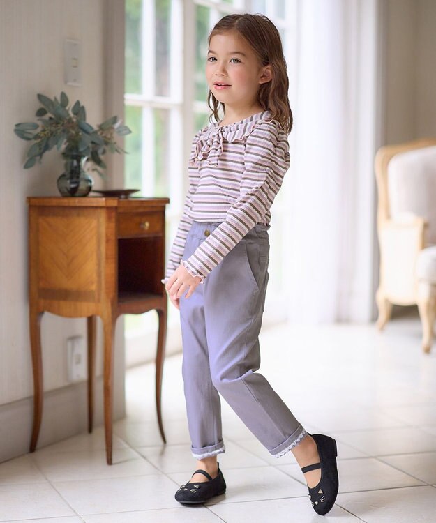 ANY KIDS リボン テレコボーダー Ｔシャツ ピンク系