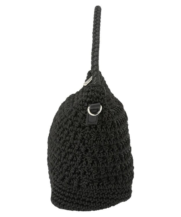 Green Parks ・ｃａｃｈｅ　ｃａｃｈｅ　柄編みワンハンドルミニバッグ Black