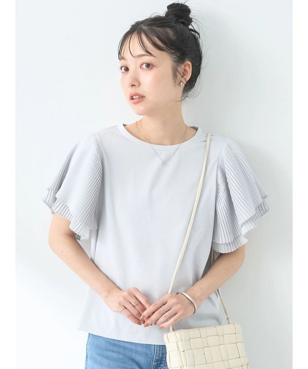 earth music&ecology プリーツフレアプルオーバー Ice Gray