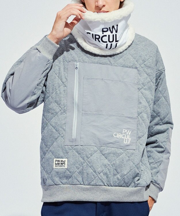 PW CIRCULUS 【裏地付き/防寒】【MEN】キルティングスエットプルオーバー グレー系