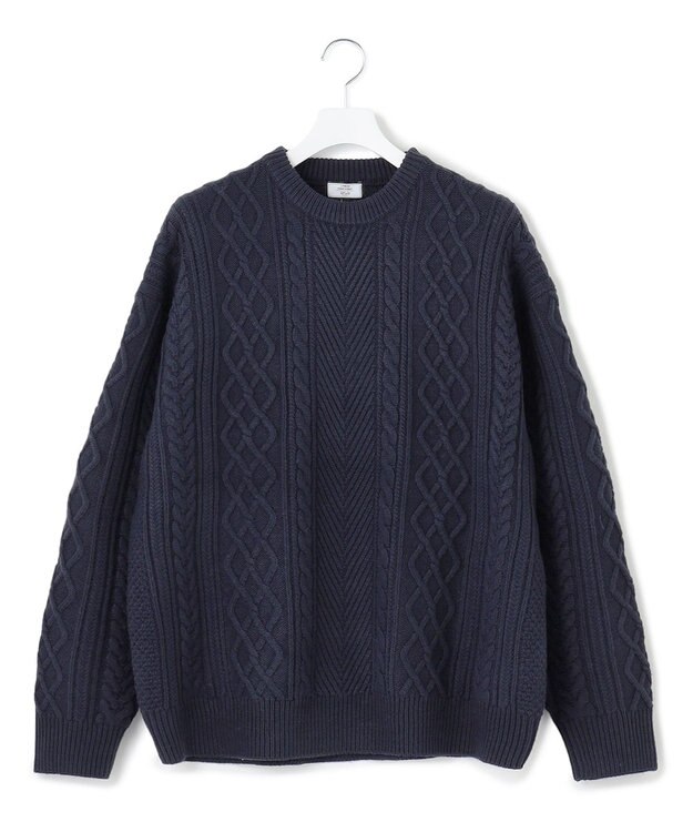 J.PRESS YORK STREET 【UNISEX】アランケーブル クルーニット ネイビー系