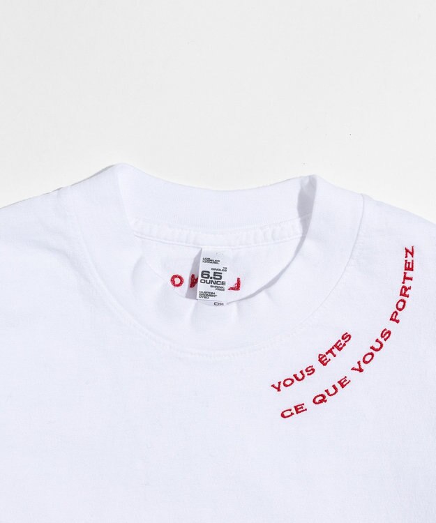 LENO EMBROIDERY  T-SHIRT / 刺繍Tシャツ WHITE×RED