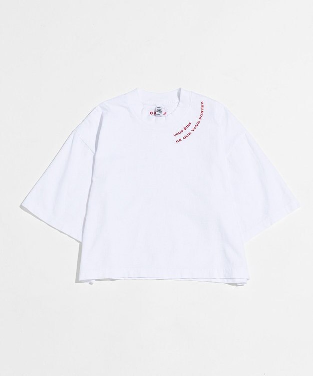 LENO EMBROIDERY  T-SHIRT / 刺繍Tシャツ WHITE×RED