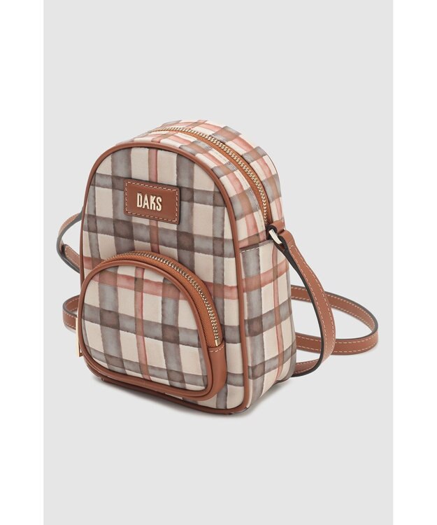 DAKS ウォーターチェックショルダーバッグ ブラウン