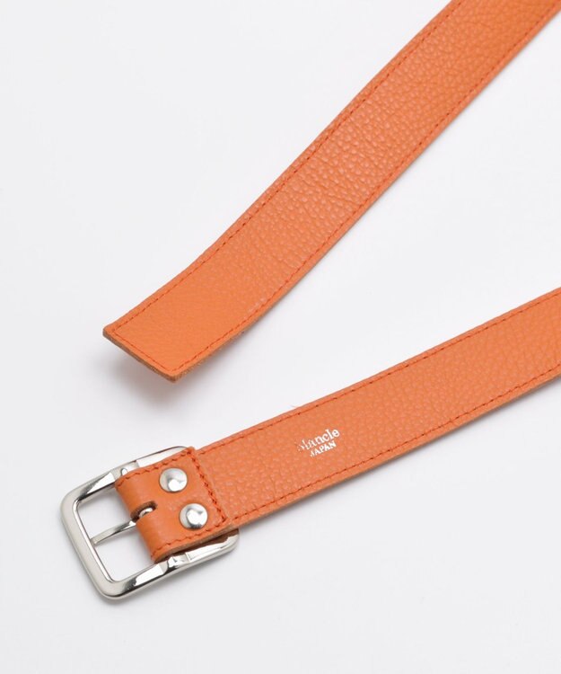 blancle シュリンクレザー 幅3cm 長さ110cm ベルト ORANGE