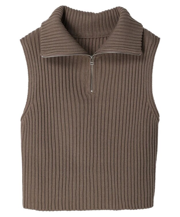 earth music&ecology ハーフジップニットベスト Mocha