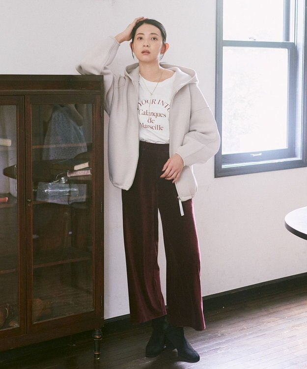 earth music&ecology 【軽量】ダンボールニットフーディーブルゾン Light Beige