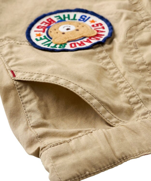 MIKI HOUSE HOT BISCUITS 【80-120cm】 ワッペン 6分丈 ハーフパンツ ベージュ