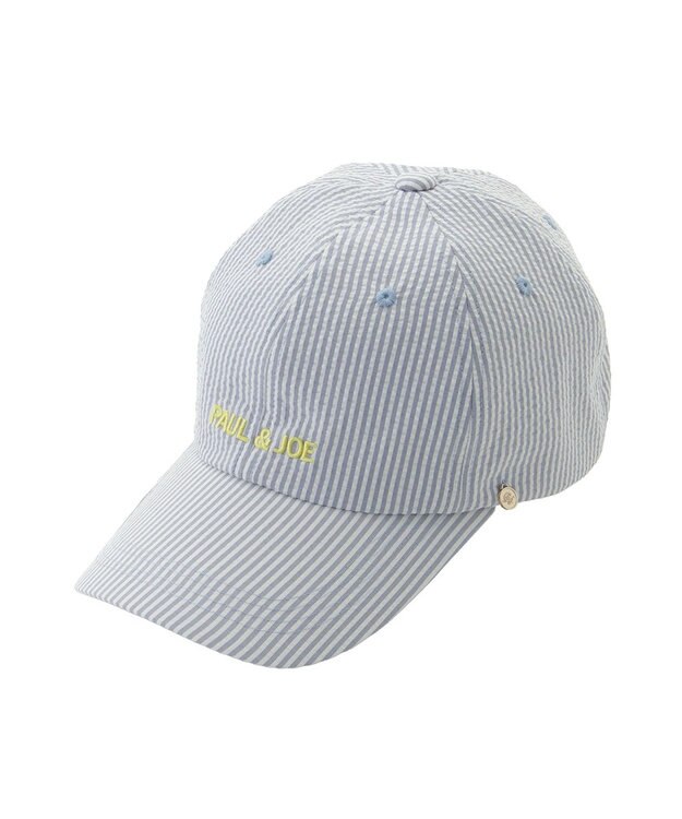 MOONBAT PAUL&JOE ACCESSOIRES(ポール&ジョー）ロゴ入り 深キャップ 帽子 ネコチャーム付 UVカット ペールスカイ