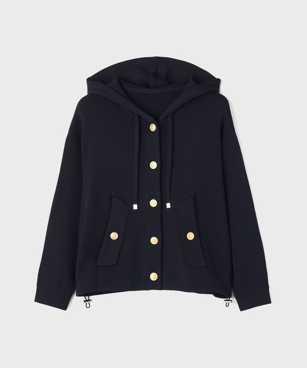 GRACE CONTINENTAL ニットフーディブルゾン ネイビー