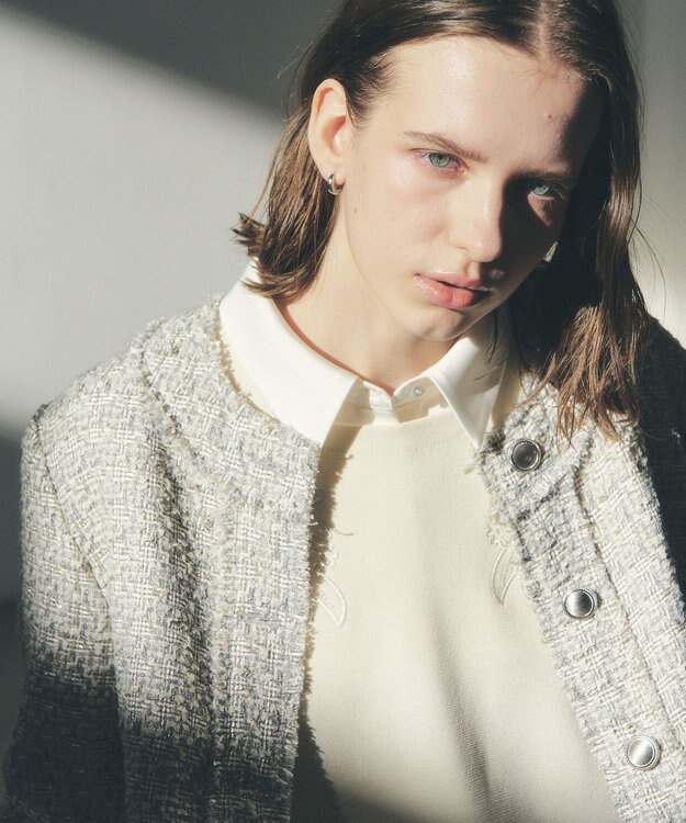 YECCA VECCA 2way襟付きレースニット Ivory