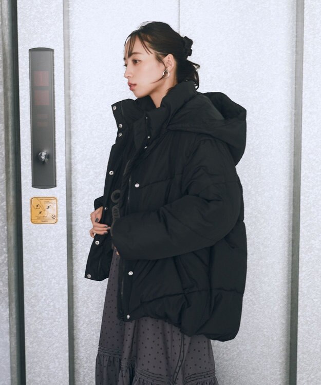 earth music&ecology 2WAYパファーブルゾン Black