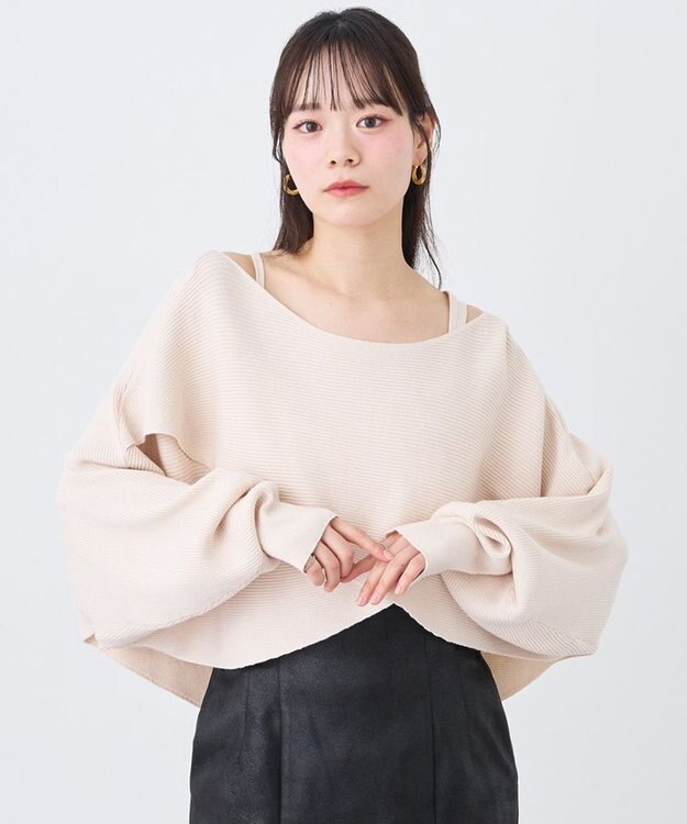 earth music&ecology 【2WAY】SET2点クロスニット＋キャミソール Ivory