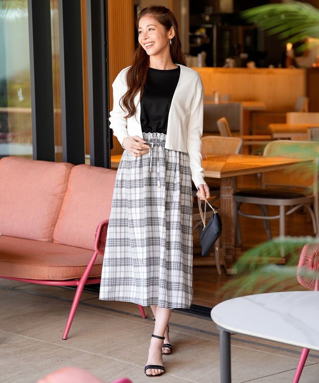 ANY SIS ファブリックドッキング ワンピース ブラック×ブロックチェック