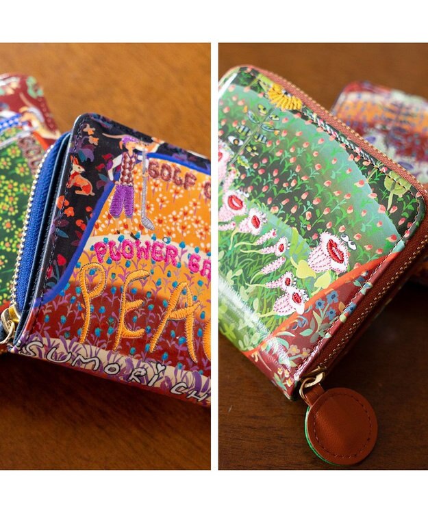 tsumori chisato CARRY ガーデンゴルフクラブ ラウンドファスナー 2つ折り財布 ブラウン