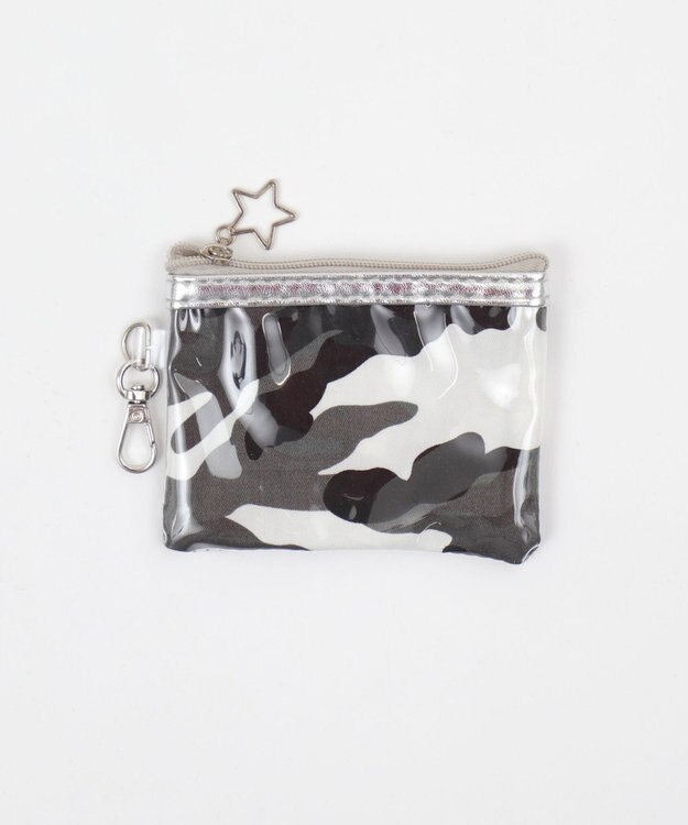 WEGO 総柄メタルクリアポーチ グレー